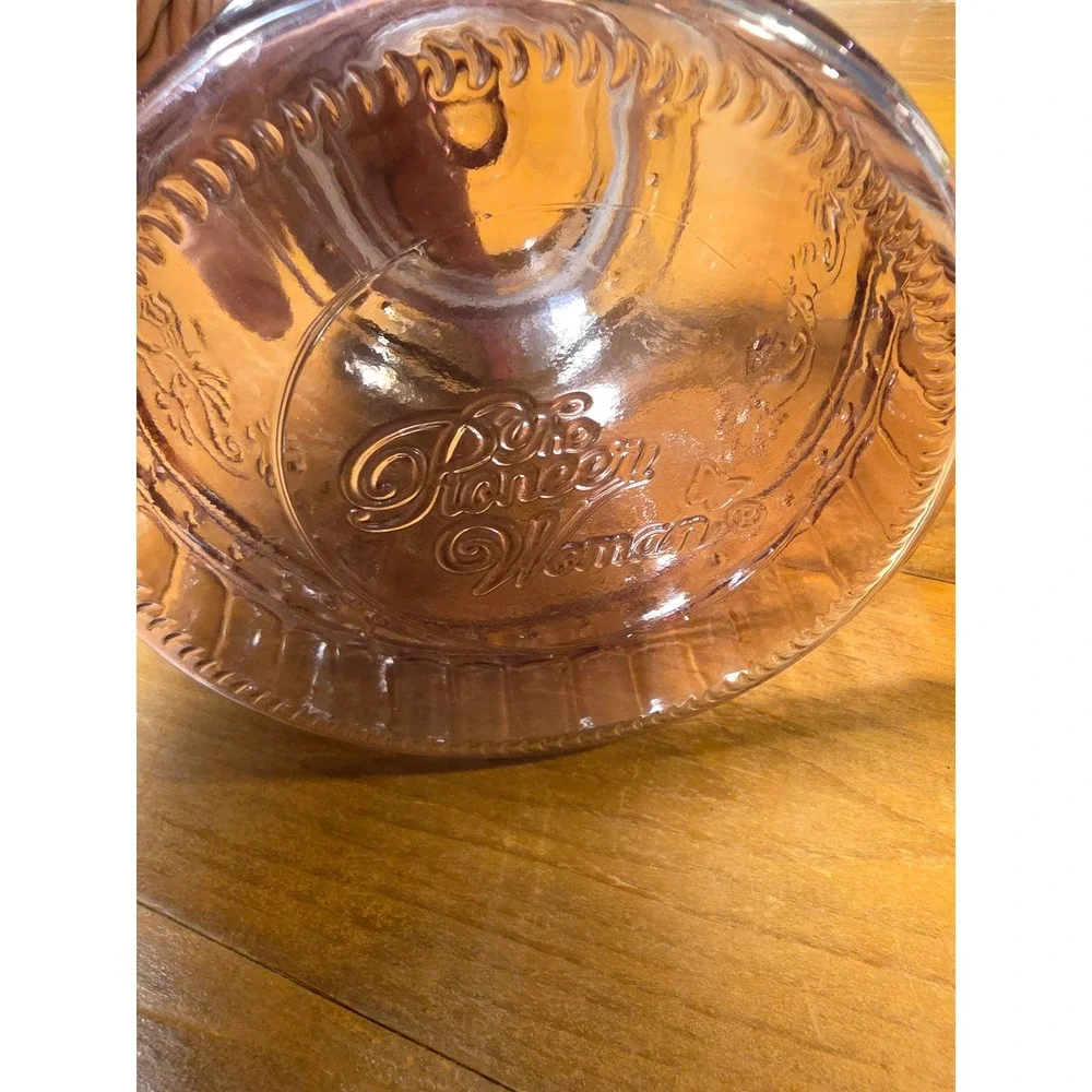 The Pioneer Woman Adeline Purple Glass Canister with Lid 8 inch Embossed Plum